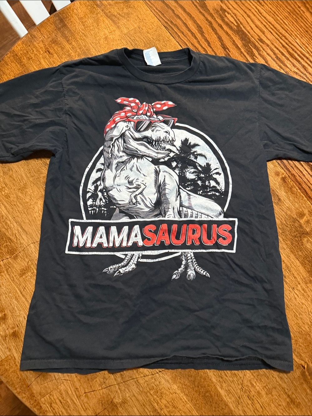 Port and Company Black Mamasaurus Graphic Tee with Red Accent